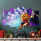 Tranh tráng gươm , tranh DRAGON BALL ghép 5 tấm. Tranh decor quán, phòng khách nhà ở phòng ngủ theo sở thích của bnaj