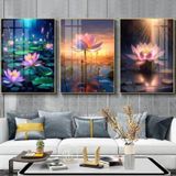 (nhiều mẫu)Bộ 3 tranh HOA SEN tráng gương trang trí nhà cửa, cầu thang(tặng kèm đinh treo chuyên dụng không cần khoan tường) Phòng Khách