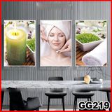 Tranh treo tường canvas khung gỗ 3 bức phong cách hiện đại Bắc Âu trang trí spa phòng khách phòng ngủ phòng ăn 219
