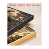 Tranh Đôi Hươu Sơn thủy thiết kế nghệ thuật phong cách Hiện Đại sang trọng Khung Hợp Kim Nhôm treo tường phòng khách.