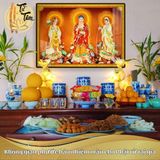 Tranh Tây Phương Tam Thánh Có Đèn Tráng Gương Treo Tường TỪ TÂM-HD73, Tranh Phật Trang Trí Phòng Thờ, Làm Quà Biếu Tặng