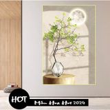 Tranh Hoa Mẫu Đơn Tráng Gương Treo Tường Phòng Khách/ Tranh Khách Sạn/ Decor Nhà Nghỉ/ Tranh Hiện Đại/ Quà Tặng