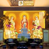 Tranh Tây Phương Tam Thánh Có Đèn Tráng Gương Treo Tường TỪ TÂM-HD73, Tranh Phật Trang Trí Phòng Thờ, Làm Quà Biếu Tặng