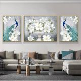 SET 3 Tranh Công Phú Quý Treo Tường Phòng Khách/ Tranh Chim Công/ Decor Phòng Khách/ Tranh Tráng Gương/ Qua Tặng Tân Gia