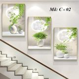 Bộ 3 tranh treo cầu thang,kích thước 40-60*3 tặng kèm đinh treo Treo Tường Phòng Khách