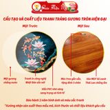Tranh Tráng Gương Pha Lê Tròn CHÂN THIỆN MỸ, Decor Treo Tường Trang Trí Phòng Cá Chép Hoa Sen TG-T1-005