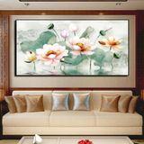 CỠ LỚN - Tranh hoa sen tráng gương treo phòng khách, phòng thờ, decor tường Treo Tường trắng hiện đại Tranh trang trí