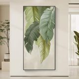Tranh canvas decor treo tường phòng khách phòng ngủ lá chuối tropic leaf 50 x 100 cm Treo Phòng Decor Tường