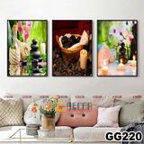 Tranh treo tường canvas khung gỗ 3 bức phong cách hiện đại Bắc Âu trang trí spa phòng khách phòng ngủ phòng ăn 219
