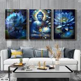 Bộ 3 tranh tráng gương cao cấp. Chủ đề Hoa Sen Phòng Khách Decor Phòng Treo Tường Đồng Decor Tường