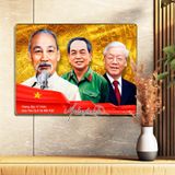 Tranh treo tường 3 Bác, tranh tráng gương 4KHD sáng bóng đẹp và sang trọng Treo Phòng Phòng Khách