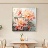 Tranh canvas treo tường hoa peony hồng rực rỡ decor - 70 x 70 cm