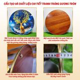 Tranh Tráng Gương Pha Lê Tròn CHÂN THIỆN MỸ, Decor Treo Tường Trang Trí Phòng Hoa Sen Trắng TG-T1-099