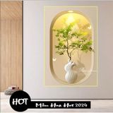 Tranh Hoa Mẫu Đơn Tráng Gương Treo Tường Phòng Khách/ Tranh Khách Sạn/ Decor Nhà Nghỉ/ Tranh Hiện Đại/ Quà Tặng