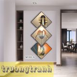 Tranh hiện đại ghép đứng cao 1.6m ngang 0.7m tráng gương treo tường bóng loáng hàng xịn