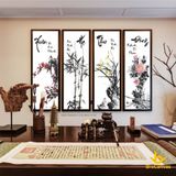 Bộ 4 Tranh Tứ Quý Tráng Gương Cao Cấp, Decor Trang Trí Phòng Khách Hợp Phong Thủy, Quà Tặng, Tranh Tết May Mắn, Tài Lộc