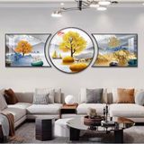 mẫu mới bộ 3 tấm tranh khuyết treo tường công nghệ Uv tráng gương 5D trang trí phòng khách