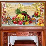 Tranh Decal Dán tường 3d Phòng thờ, bàn thờ mâm ngũ quả đầy đủ (có keo bóc sẵn)