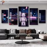 SET 5 Tranh Ghép Tráng Gương Gấu Bearbrick Siêu Xe Cao Cấp/ Tranh Treo Tường Phòng Khách/ Phòng Game/ Quán Quần Áo/ Trang Trí Phòng Streamer/ Quà Tặng