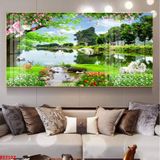 Tranh Treo Tường Phòng Khách - Tranh Tráng Gương Phong Thủy - Sơn Thủy Hữu Tình In UV 5D Cao Cấp