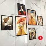 (TRANH CÔ GÁI NGHỆ THUẬT) Bộ 6 tranh cô gái nghệ thuật dán tường, tranh trang trí Decor Tường, Phòng Khách, salon, tranh decor livestream,Decor Phòng, xưởng tranh Treo Tường Thetrend