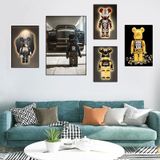 SET 5 Tranh Gấu Bearbrick/ Kaws Cao Cấp Tráng Gương Treo Tường Phòng Khách/ Deco nhà/ Trang Trí Cửa Hàng/ Shop Quần Áo/ Tranh Decor Nhà