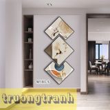 Tranh hiện đại ghép đứng cao 1.6m ngang 0.7m tráng gương treo tường bóng loáng hàng xịn
