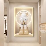 Tranh Gấu BearBrick Tráng Gương Treo Phòng Khách,Quán Spa,Quán Cafe