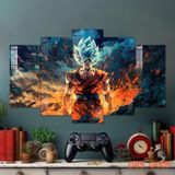 Tranh tráng gươm , tranh DRAGON BALL ghép 5 tấm. Tranh decor quán, phòng khách nhà ở phòng ngủ theo sở thích của bnaj