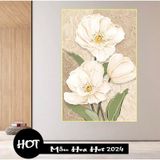Tranh Hoa Mẫu Đơn Tráng Gương Treo Tường Phòng Khách/ Tranh Khách Sạn/ Decor Nhà Nghỉ/ Tranh Hiện Đại/ Quà Tặng