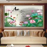 CỠ LỚN - Tranh hoa sen tráng gương treo phòng khách, phòng thờ, decor tường Treo Tường trắng hiện đại Tranh trang trí