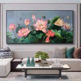 Tranh Canvas Đầm Hoa Sen Nở Tươi Trang Trí Phòng Khách/Hành Lang Sang Trọng, Nổi Bật nhất, Tranh Trang Trí, Tranh Decor Trang Trí Treo Tường Decor Tường