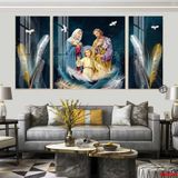 Tranh tráng gương - Bộ 3 tấm treo phòng khách, phòng thờ