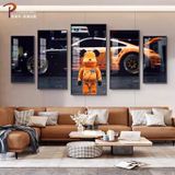 Bộ 5 Bức Tranh Gấu Bearbrick, Tráng Gương Cao Cấp, Luxe Home Tranh Treo Tường Gaming / Robot/ Siêu Anh Hùng