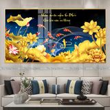 Tranh Tráng Gương Treo Tường "CỬU NGƯ QUẦN HỘI" In UV 5D Cao Cấp
