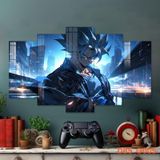 Tranh tráng gươm , tranh DRAGON BALL ghép 5 tấm. Tranh decor quán, phòng khách nhà ở phòng ngủ theo sở thích của bnaj