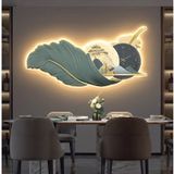 { SIZE LỚN } Tranh decor đèn led lông vũ có đồng hồ tráng gương cao cấp treo phòng khách, treo phòng ngủ, spa