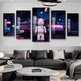Bộ 5 Bức Tranh Gấu Bearbrick, Tráng Gương Cao Cấp, Luxe Home Tranh Treo Tường Gaming / Robot/ Siêu Anh Hùng