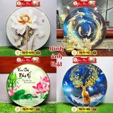Tranh Tráng Gương Pha Lê Tròn CHÂN THIỆN MỸ, Decor Treo Tường Trang Trí Phòng Hoa Sen TG-T1-147