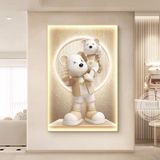 Tranh Gấu BearBrick Tráng Gương Treo Phòng Khách,Quán Spa,Quán Cafe