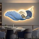 { SIZE LỚN } Tranh decor đèn led lông vũ có đồng hồ tráng gương cao cấp treo phòng khách, treo phòng ngủ, spa