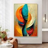 Tranh in vải canvas treo tường decor phòng khách sắc màu trừu tượng 60 x 90 cm Decor Tường Đồng