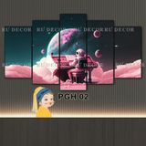 Bộ 5 Tấm Tranh Decor Phi Hành Gia Tráng Gương Dán Tường Cán Nhựa Fomex 5mm Kèm Keo Dán Sẵn BH Vận Chuyển Decor Nhà Cửa