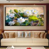 CỠ LỚN - Tranh hoa sen tráng gương treo phòng khách, phòng thờ, decor tường Treo Tường trắng hiện đại Tranh trang trí