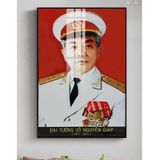 Tranh Treo Tường Bác Hồ Kính Yêu Bác Giáp /Tranh Treo Tường Phòng khách/ Phòng Làm Việc/ Tranh Tráng Gương Thầy Bóng