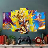 Tranh tráng gươm , tranh DRAGON BALL ghép 5 tấm. Tranh decor quán, phòng khách nhà ở phòng ngủ theo sở thích của bnaj