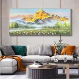 Tranh canvas treo tường phòng khách núi vàng trừu tượng hiện đại khổ ngang 120 x 50 cm Treo Phòng Decor Tường