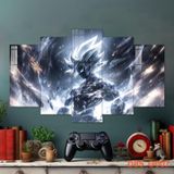 Tranh tráng gươm , tranh DRAGON BALL ghép 5 tấm. Tranh decor quán, phòng khách nhà ở phòng ngủ theo sở thích của bnaj