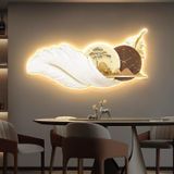 Tranh Lông vũ có led treo tường tráng gương hiên đại cao cấp trang trí nhà ,decor phòng