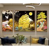 Bộ 3 tranh kt 30-60*2/60-60*1(tổng kt 60-120) tặng kèm đinh treo tường. Decor Tường Treo Phòng Phòng Khách